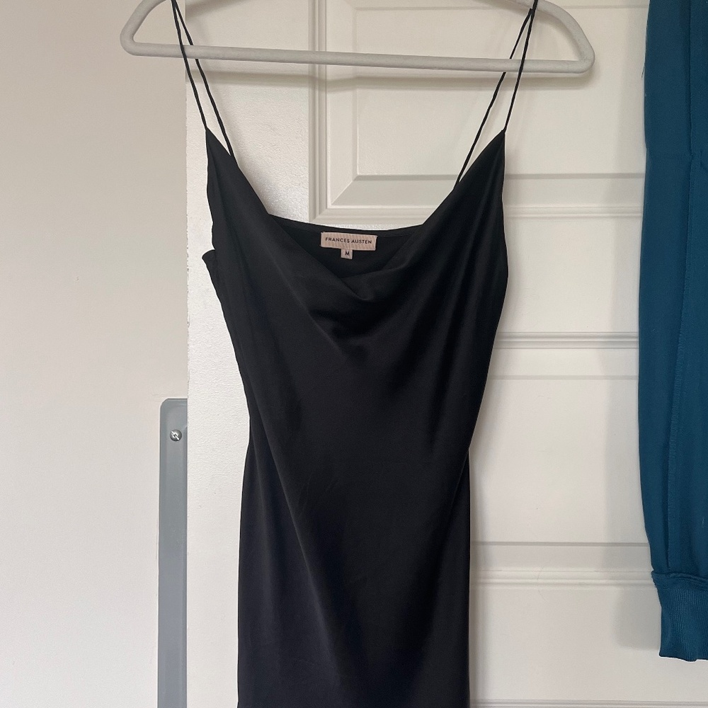 100% silk black cowl neck tank top